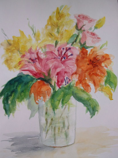 Gladiolos V Hevia Watercolour Paper Floral Painting