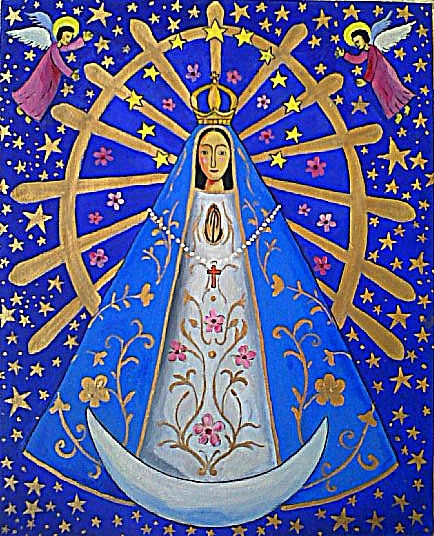 Virgen de Lujan Óleo Lienzo Figura