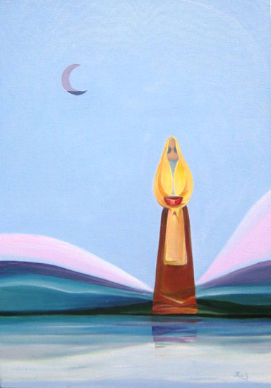 Mujer y Luna Acrylic Canvas Landscaping