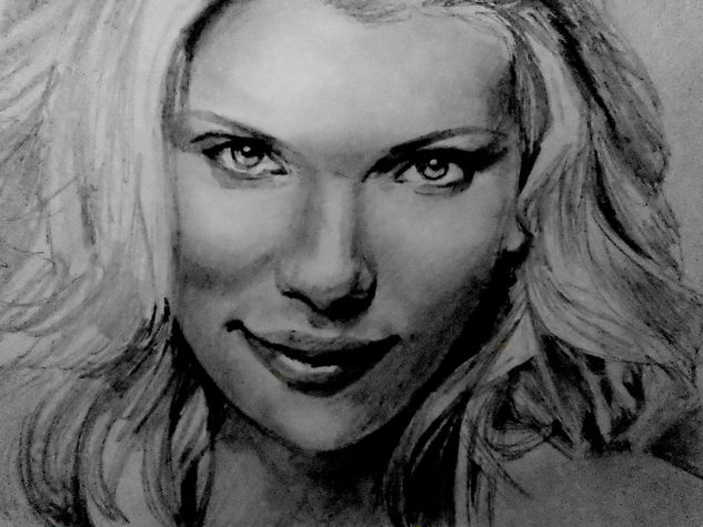 Retrato de Scarlett Johansson Charcoal