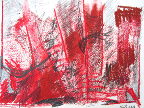 Bosque revuelto Media Mixta Papel Paisaje