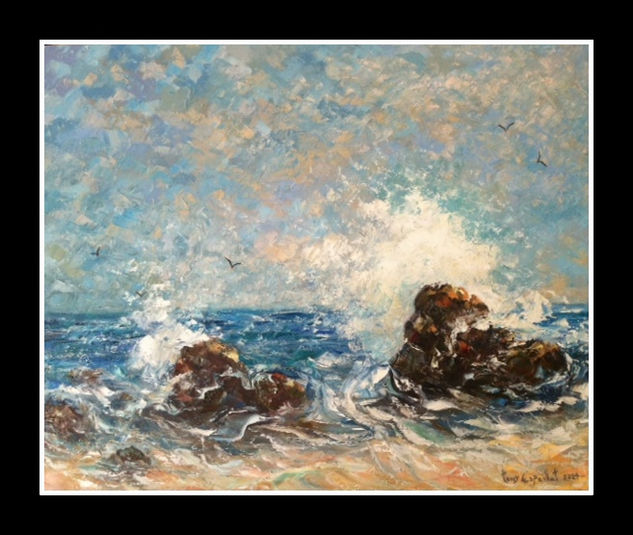 Rocas en la playa Oil Canvas Marine Painting