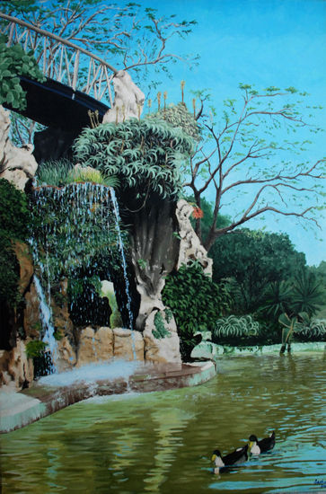 Cascada del parque genovés Oil Canvas Landscaping