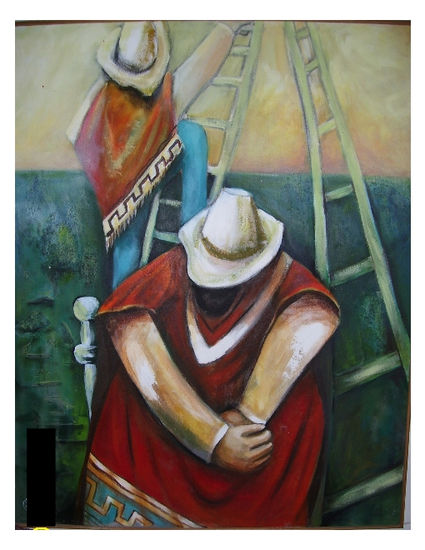 En la frontera Acrylic Canvas Figure Painting