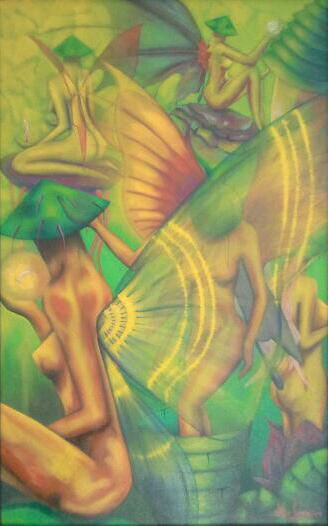 Caribe de fantasia Mixed media Canvas Figure Painting