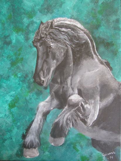 Caballo Frisón Acrylic Canvas Animals