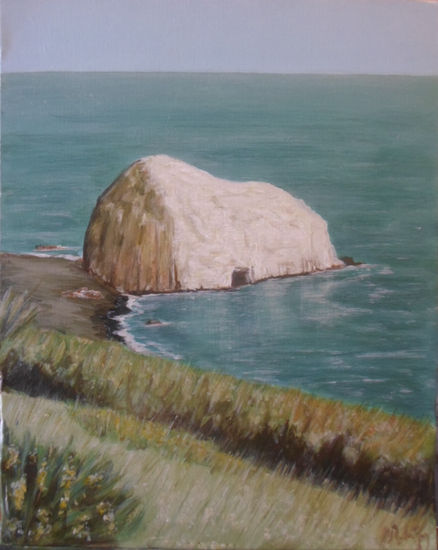 Piedra de la iglesia, año 2009, constitución, chile. Acrylic Canvas Marine Painting