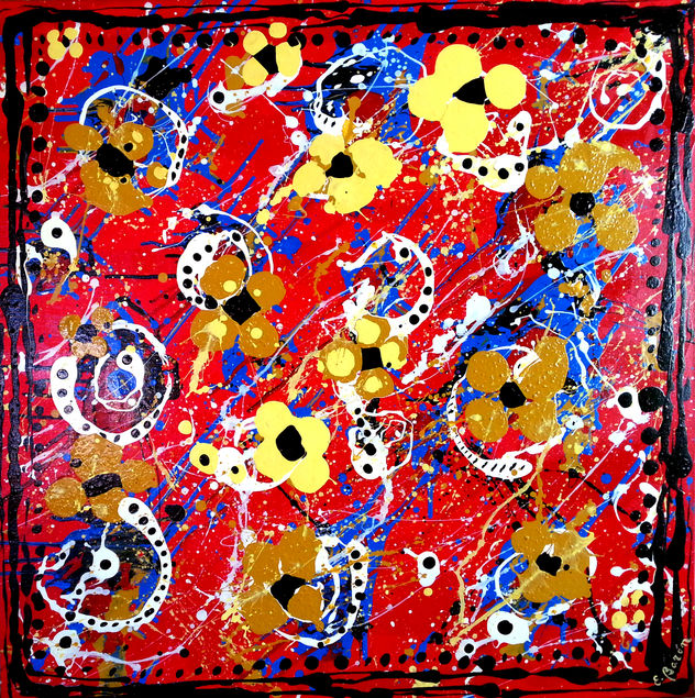 Ensalada de flores en rojo