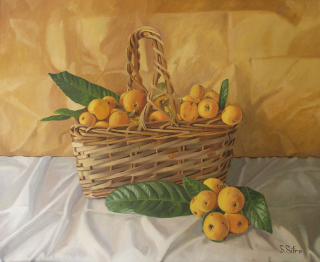 Cesta con nísperos Oil Canvas Still Life Paintings