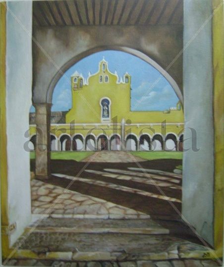 Convento de Izamal, Yucatan Acrylic Canvas Figure Painting