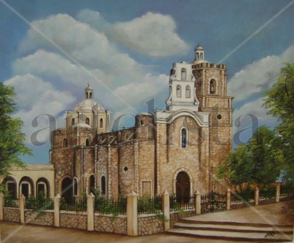 Iglesia de san Sebastián, Merida Yucatan Acrylic Canvas Landscaping