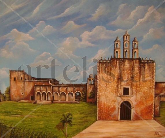 Convento de Homun Yucatan Acrylic Canvas Landscaping