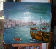 llegada a puerto Oil Canvas Marine Painting