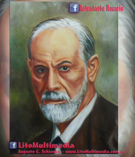 Sigmund Freud Oil Canvas Portrait