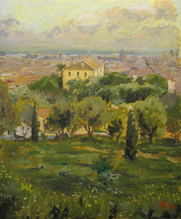 Casa groga des del Parc del Guinardo