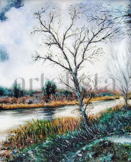 Invierno en la Cava del Tajo (ENMARCADO) Oil Canvas Landscaping