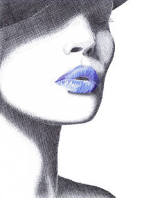 Mujer, labios azules 2