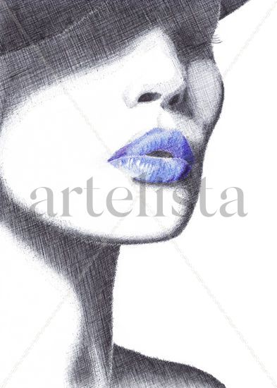 Mujer, labios azules 2 Ink