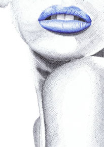 Mujer, labios azules 1