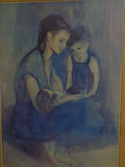 mujer con hijos Oil Canvas Others