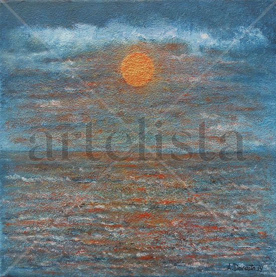 Al caer la tarde Acrylic Canvas Marine Painting