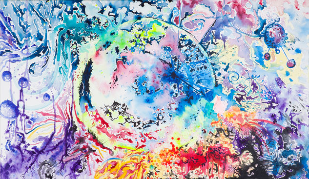 Explosión de colores del mundo átomo III Acrylic Canvas Others