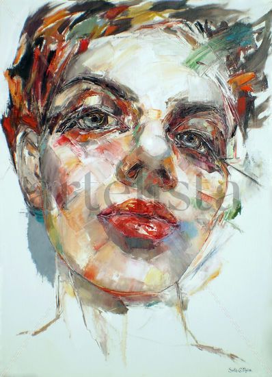 Lipstick. Oil Canvas Portrait