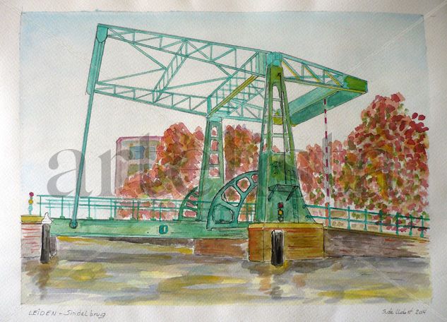 Leiden - Sindelbrug Watercolour Paper Marine Painting