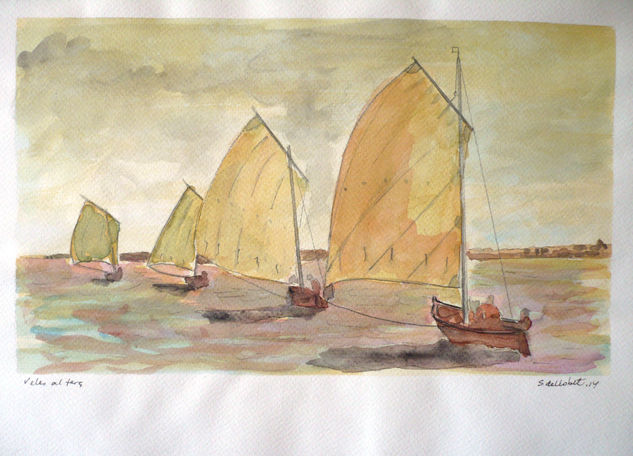 Veles al terç Watercolour Paper Marine Painting