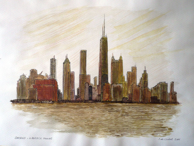 Chicago - Hancock Tower Watercolour Paper Landscaping