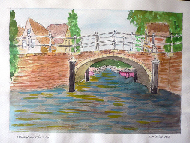 Leiden - Zuidsingel Acuarela Papel Paisaje