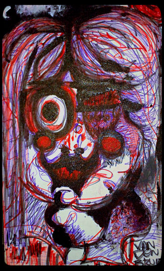 Young Fleshed Joker Felt-tip pen Textile Portrait