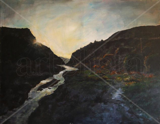 ANOCHECER EN GÜEJAR SIERRA Acrylic Canvas Landscaping