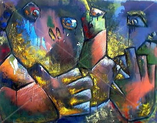 PENAS Y ANGUSTIAS Mixed media Canvas Figure Painting