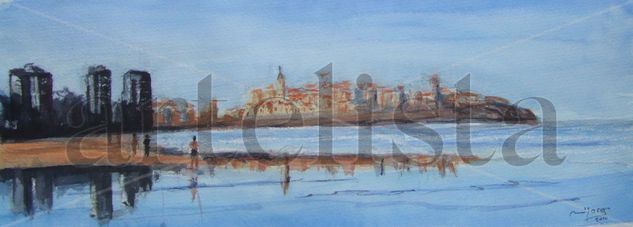 gijon,playa Watercolour Paper Marine Painting