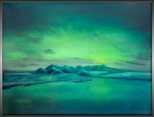 Aurora boreal sobre el glaciar