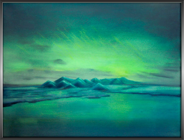 Aurora boreal sobre el glaciar Pastel Canvas Landscaping