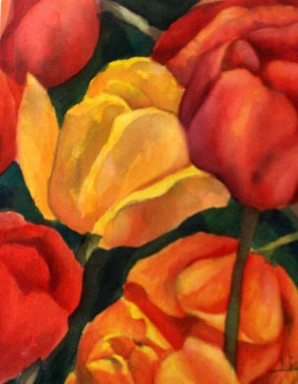 Tulipanes Watercolour Card Floral Painting