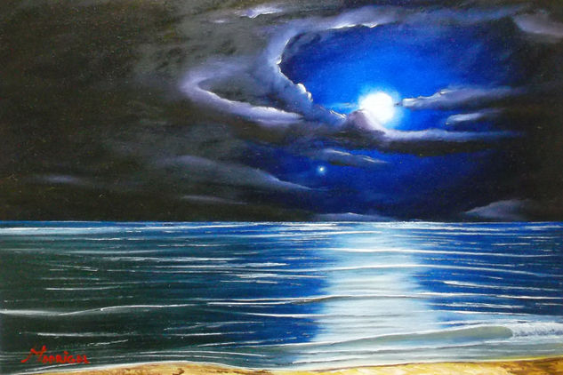 Noche Azul Oil Textile Marine Painting