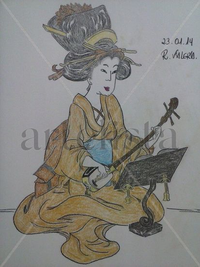 Tocando el sitar Mixed Media