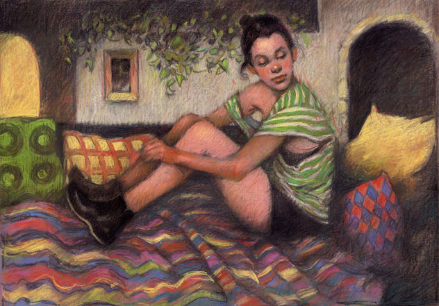 Interior con sofa de colores