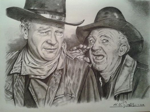 JOHN WAYNE y WALTER BRENNAN Pencil