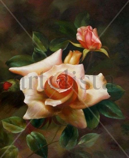 una rosa linda Oil Canvas Floral Painting