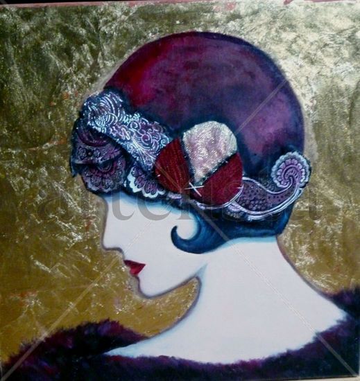 Flapper18 Mixed media Canvas Figure Painting