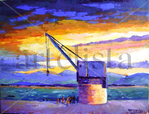 grua de piedra Oil Canvas Marine Painting