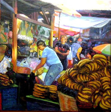 mercado de platanos Oil Canvas Figure Painting