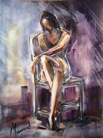 Pensamiento Oil Card Figure Painting