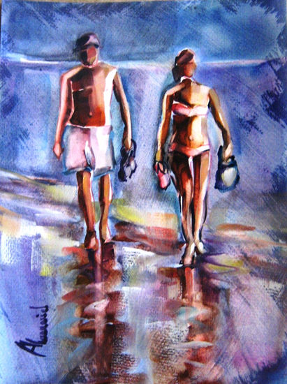 Paseos de verano Oil Card Marine Painting