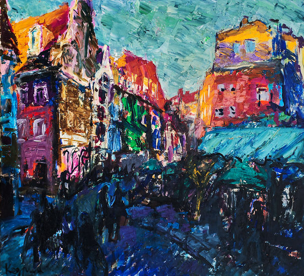 Riga. Evening walk. Oil Canvas Landscaping