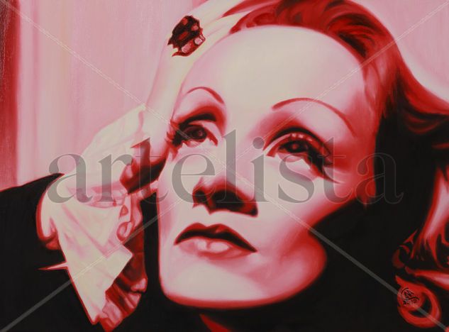 Marlene Dietrich Oil Canvas Portrait